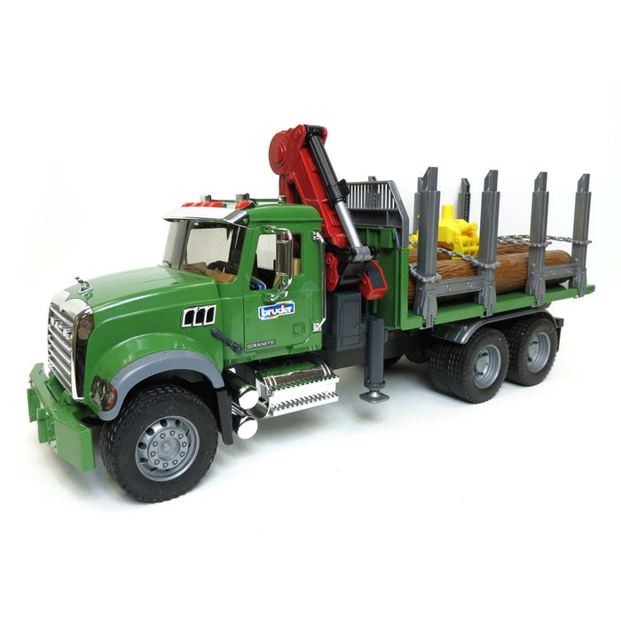 1/16 MACK Granite Log Truck with  Knuckleboom Grapple Crane and 3 Logs by Bruder