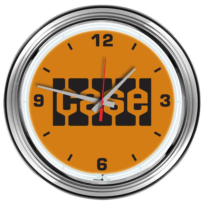 16" Chrome Steel Case Block Style Logo Neon Clock