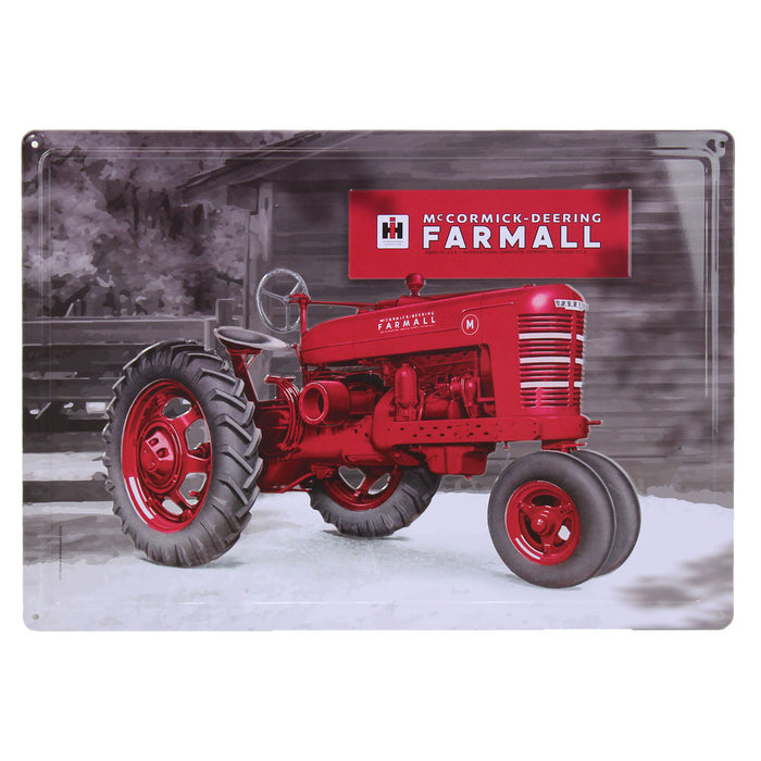 IH McCormick-Deering Farmall M Tractor Embossed Metal Sign, 16.75in x 12in