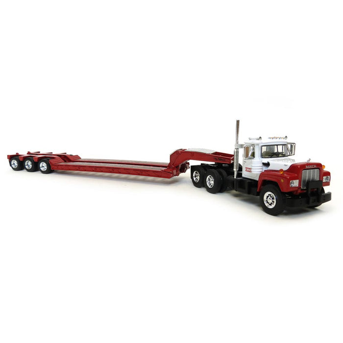 1/64 Case IH White & Red Mack R Truck with Tri-Axle Lowboy by 1st Gear