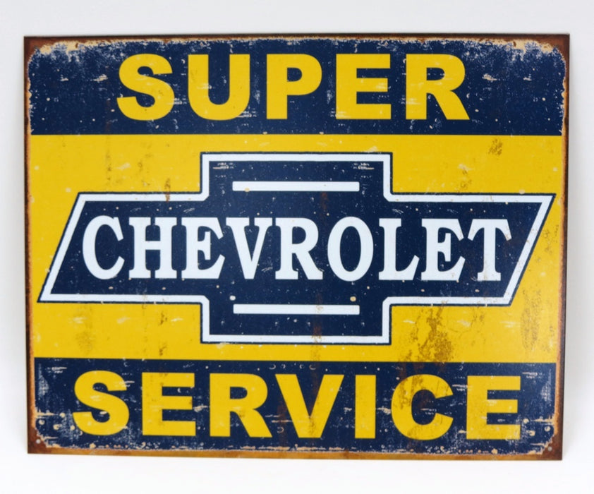 "Super Chevrolet Service" Tin Sign