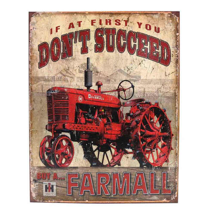 "If at First you don"t succeed Buy a Farmall" distressed Tin Sign