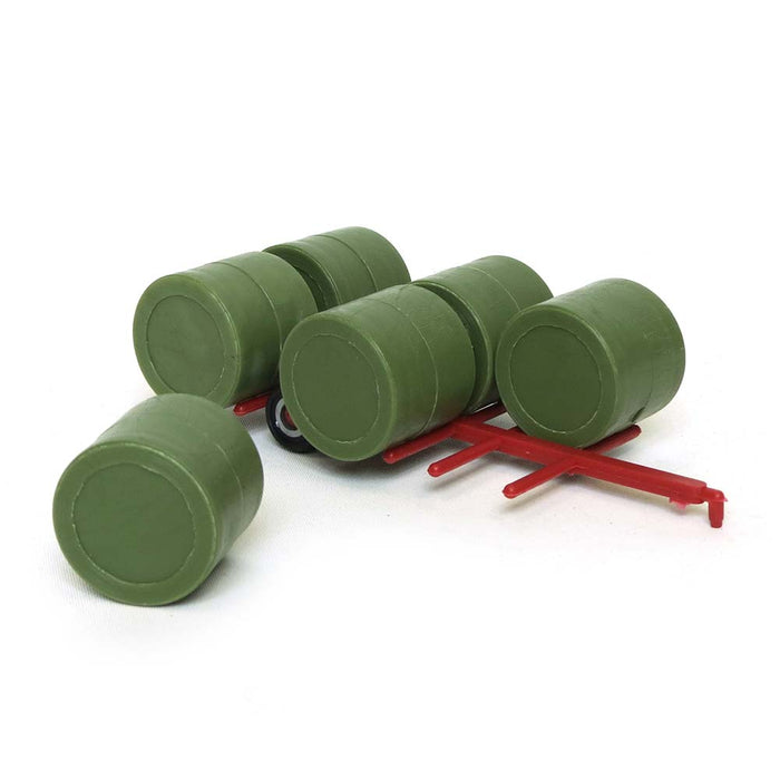 1/64 Plastic Red Frame Round Bale Transport with 6 Hay Bales