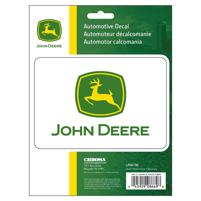 John Deere Logo Stick On Decal with White Backing