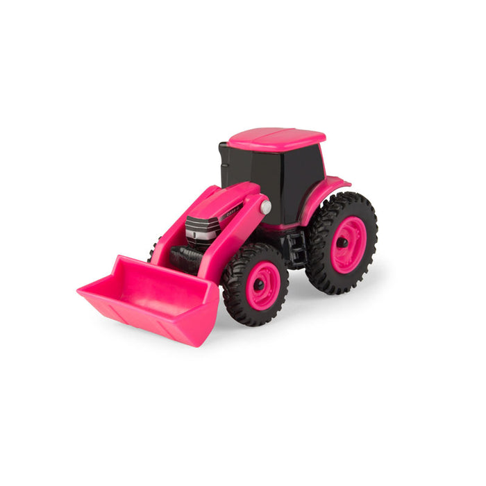 (B&D) 1/64 ERTL Collect N Play Case IH Pink Tractor with Loader - Damaged Item