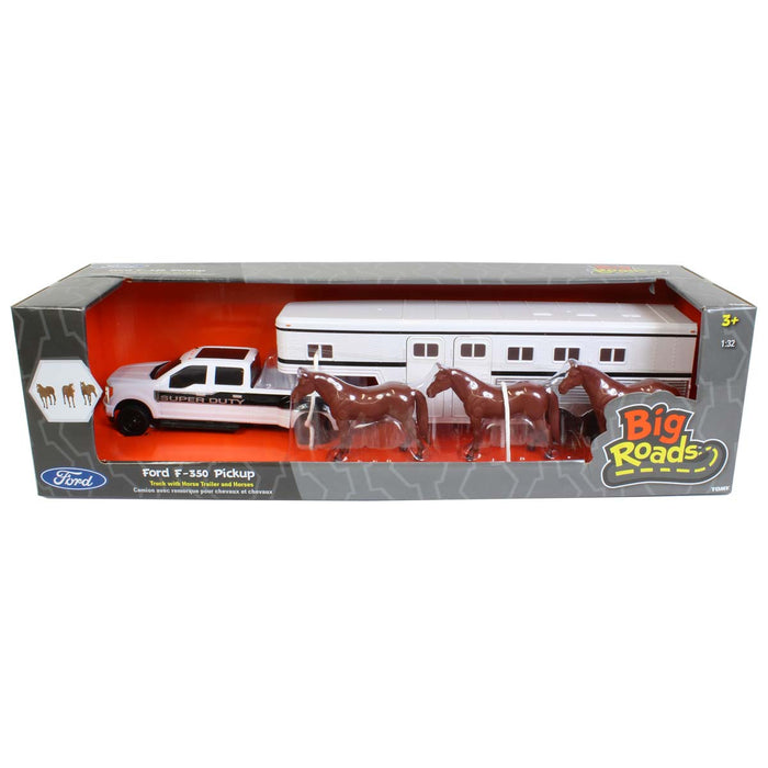 (B&D) 1/32 Ford F-350 Super Duty Pickup with Gooseneck Horse Trailer and Horses - Damaged Box
