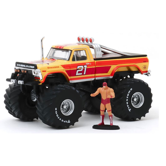 1/64 1974 Ford F-250 Lucha Libre Monster Truck w/ Figure, Exclusive Production
