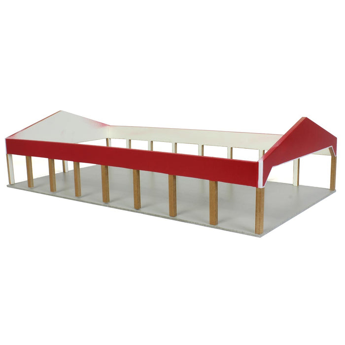 1/64 Red & White 50ft x 100ft Wooden Hay & Implement Shed