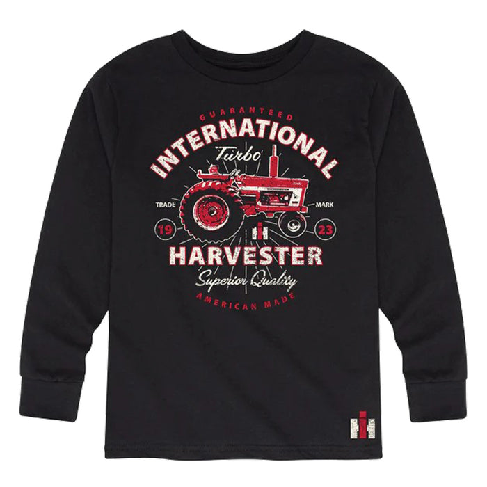 IH Turbo Tractor Distressed Youth Black Long Sleeve T-Shirt