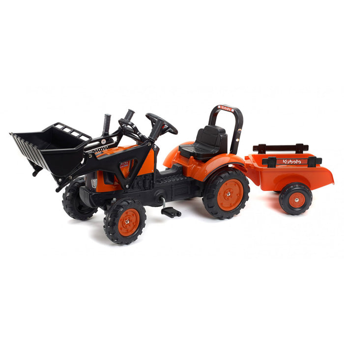 (B&D) Kubota M7171 Pedal Tractor with Loader and Trailer by Falk - Damaged Item
