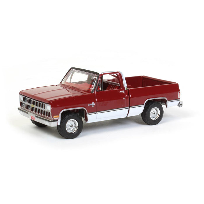 1/64 1981 Chevrolet Silverado 10 Carmine Red, White Roof & Sides, Auto World