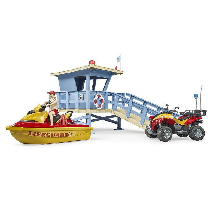 1/16 Bworld Life Guard Station with Quad and Personal Water Craft by Bruder