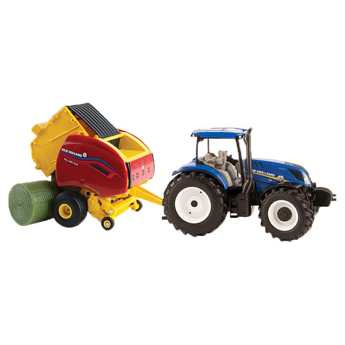 1/32 New Holland T6.180 Tractor with Roll-Belt 560 Round Baler by ERTL Image