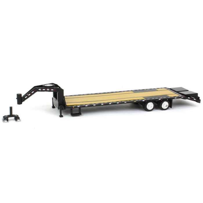 1/64 Black Gooseneck Trailer with Red & White Conspicuity Stripes
