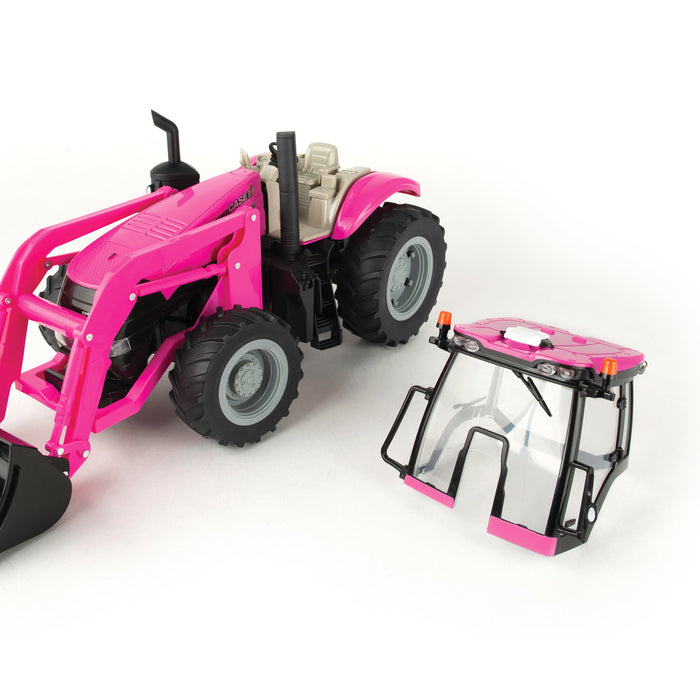 (B&D) 1/16 Big Farm Case IH Magnum PINK Tractor with Loader and Lights & Sounds - Damaged Item