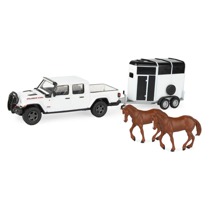 (B&D) 1/32 Jeep Gladiator Rubicon with Horse Trailer and Horses by ERTL - Damaged Item