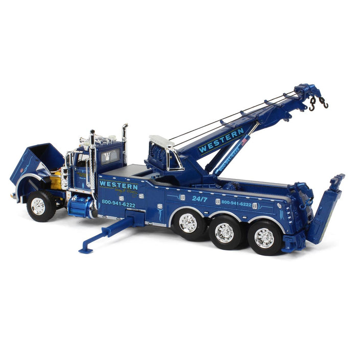 (B&D) 1/64 Blue Peterbilt 389 with Wrecker, Western Distributing Towing & Recovery - Damaged Item