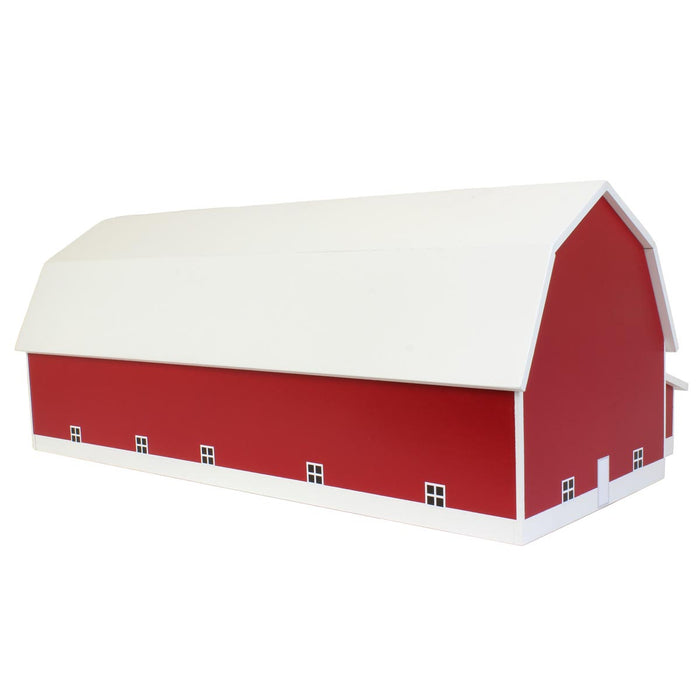 1/64 Red & White 60ft x 120ft Wooden Dairy Barn with Milk House