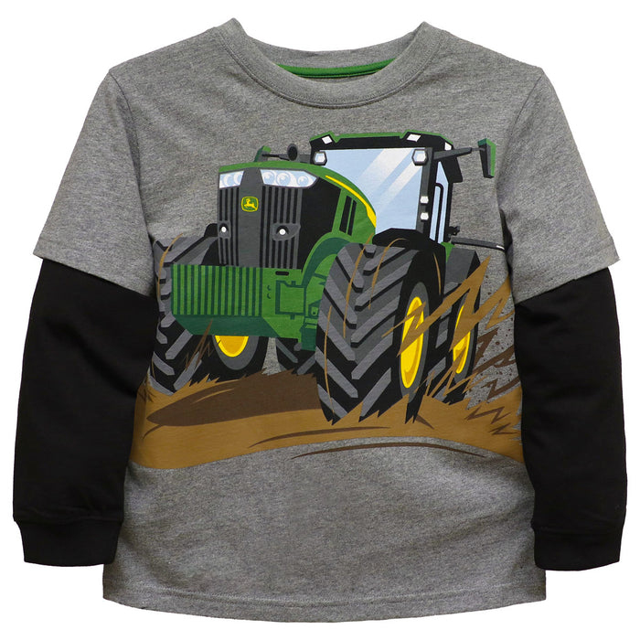Childrens John Deere Muddy Tractor Long Sleeve Shirt