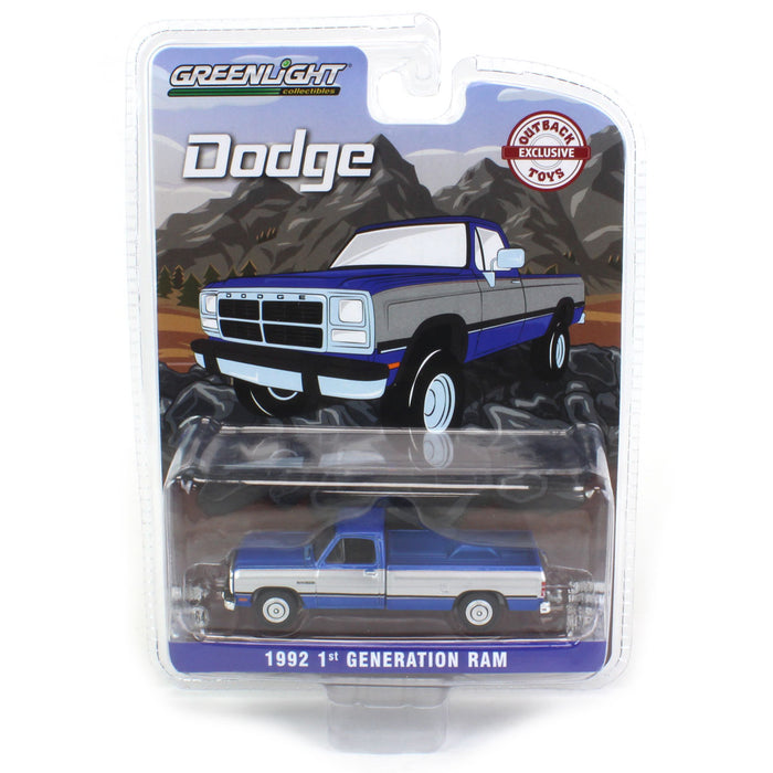 1/64 1992 Dodge Ram 1st Generation, Blue & Silver, Outback Toys Exclusive