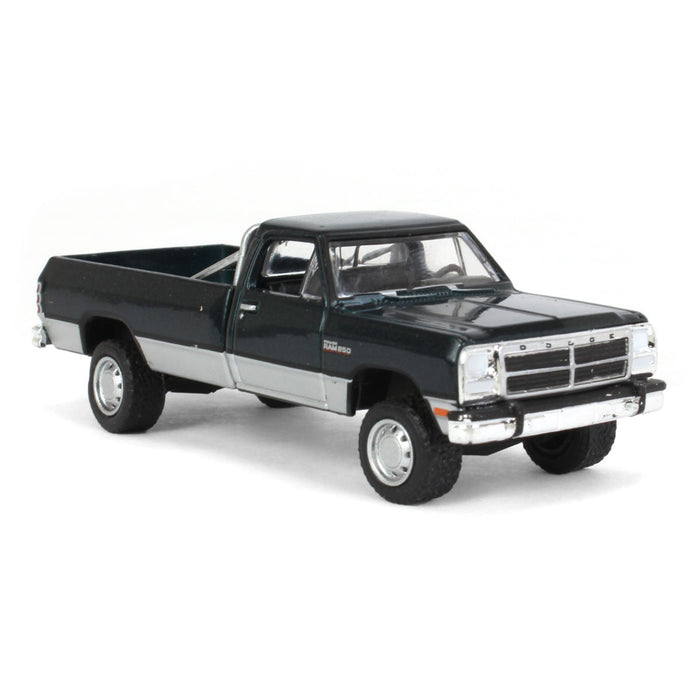 1/64 1992 Dodge Ram 1st Generation, Lifted, Green & Silver, Outback Toys Exclusive