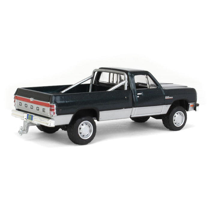 1/64 1992 Dodge Ram 1st Generation, Lifted, Green & Silver, Outback Toys Exclusive