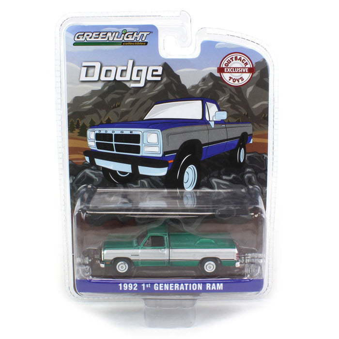 1/64 1992 Dodge Ram 1st Generation, Blue & Silver, Outback Toys Exclusive - Green Machine