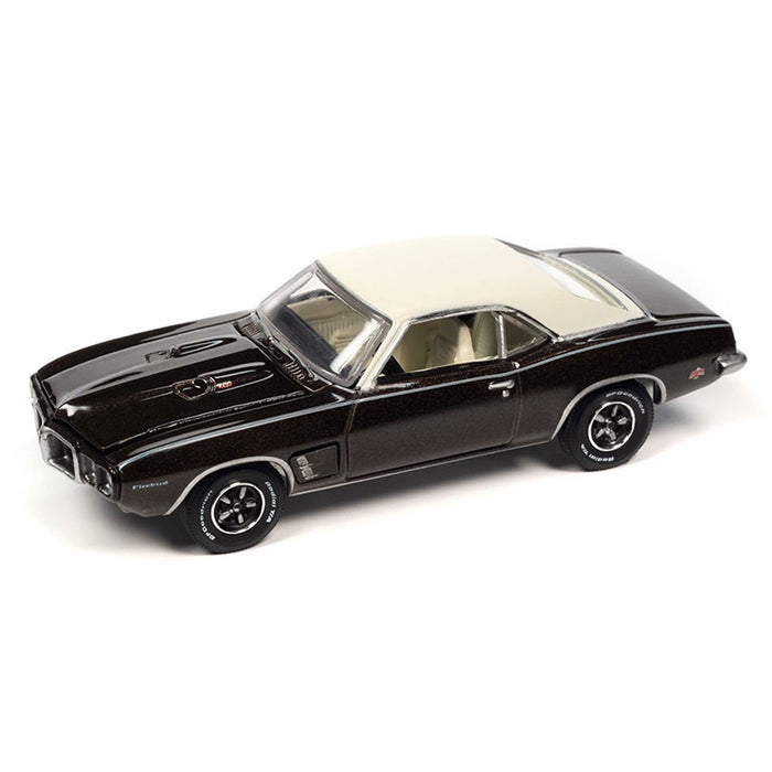 1/64 Auto World 2023 Release 2A, 1969 Pontiac Firebird, Espresso Brown Poly with Flat White Roof