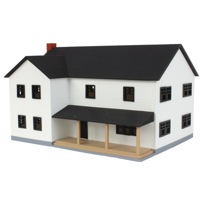 1/64 Large Two Story Farm House with Porch,Deck and Chimney, Black and White, 3D Printed