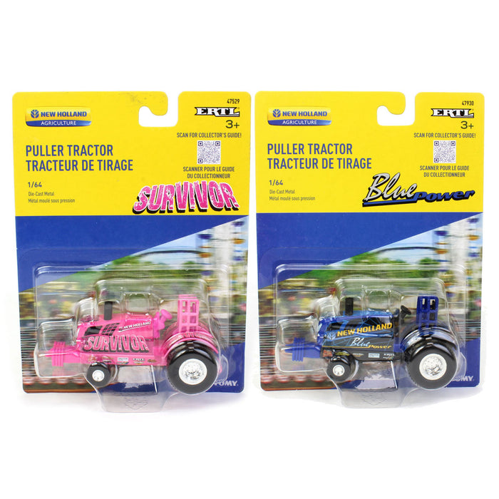 Set of 2 ~ 1/64 New Holland "Survivor" & "Blue Power" Pulling Tractors