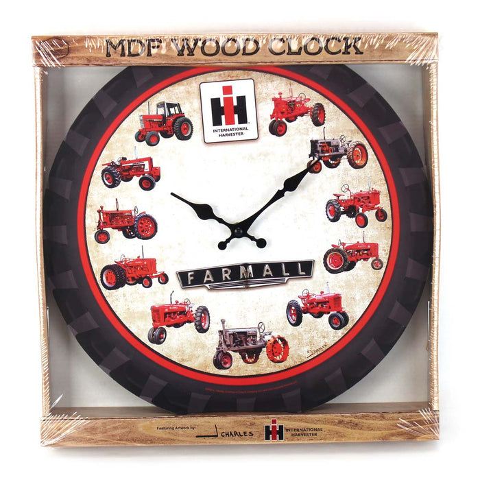 IH Farmall Tractors MDF Clock, 13.5in Round