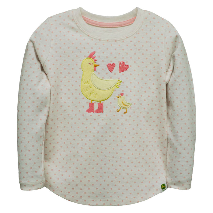 John Deere Toddler Mama & Baby Chick Oatmeal Heather Dot T-Shirt