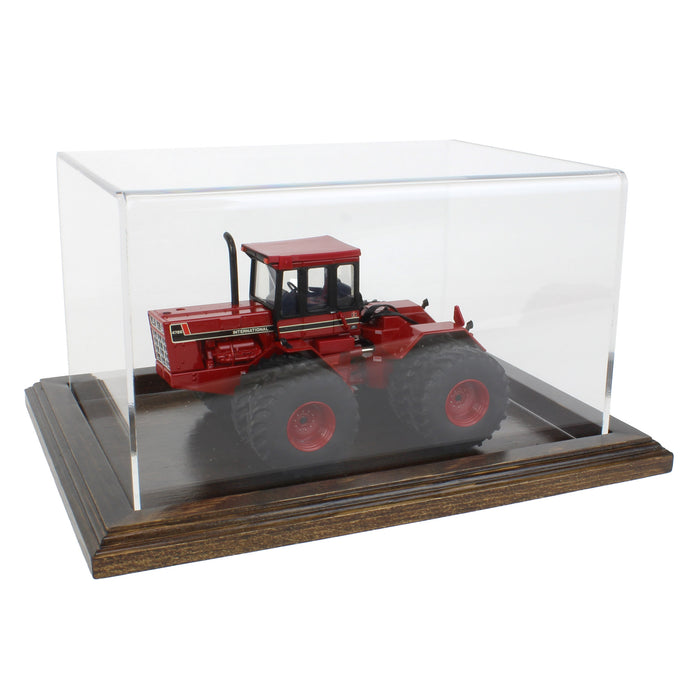 Clear Acrylic Display Case with Dark Stained Wooden Base, 10in x 7.5in x 6in
