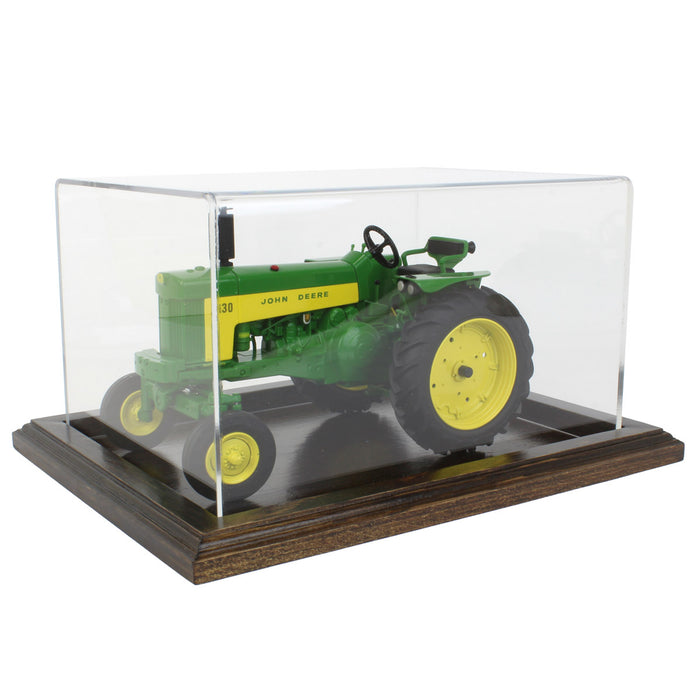 Clear Acrylic Display Case with Dark Stained Wooden Base, 10in x 7.5in x 6in