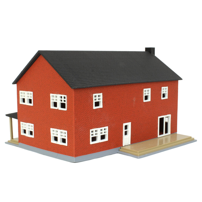 1/64 Red Brick “Home Sweet Home” Farm House w/ Porch, Deck & Chimney, 3D Printed