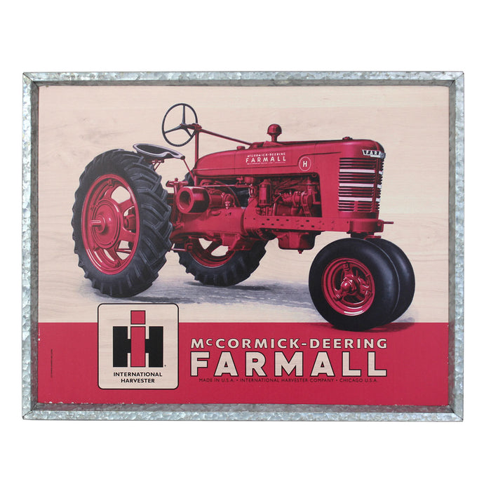 IH McCormick-Deering Farmall Tractor MDF Wood Sign in Metal Frame, 20in x 16in