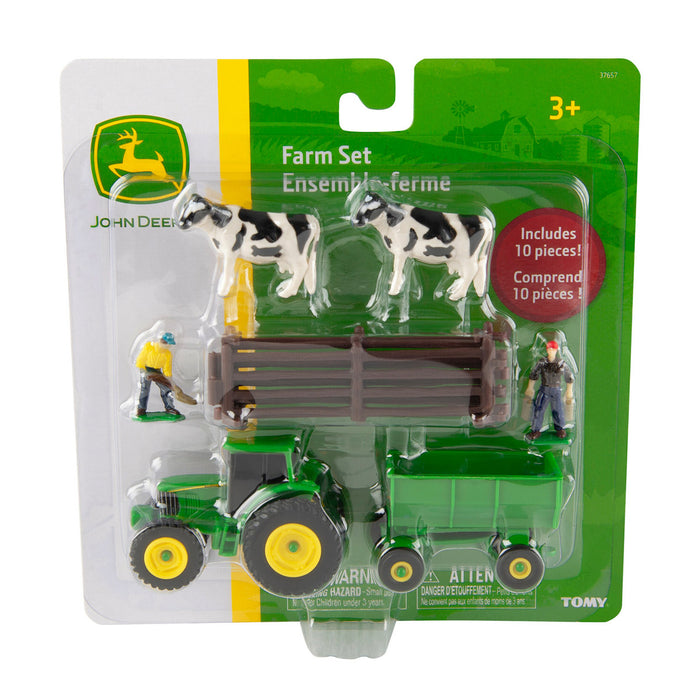 1/64 John Deere 5 Piece Farm Set w/Cows, Tractor, Fence,Wagon farmer