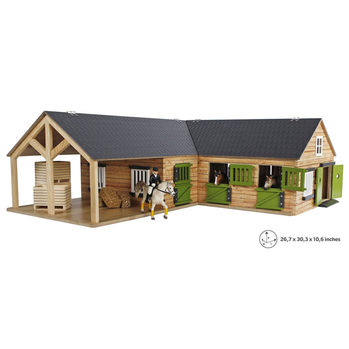 (B&D) 1/24 Kids Globe Wooden Horse Stable with 4 Boxes, Storage and Wash Box - Damaged Box