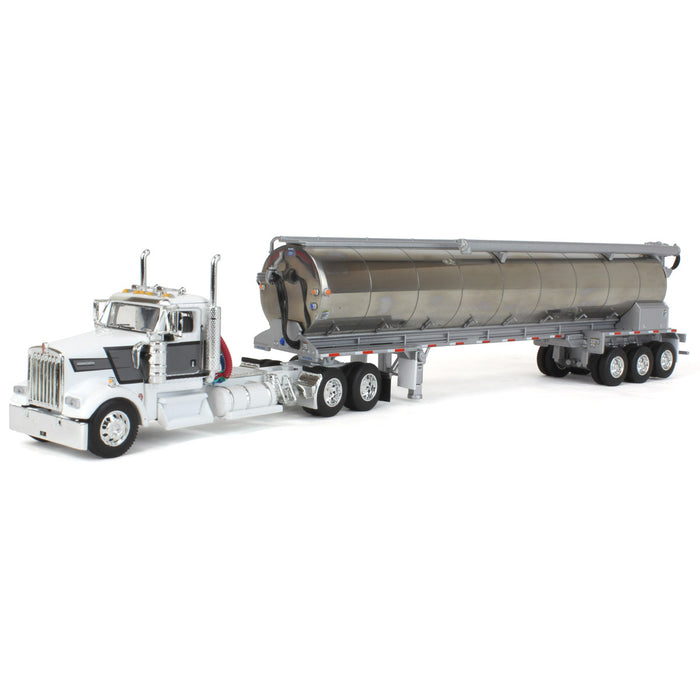 1/64 White & Gray Kenworth W900L Day Cab with Walinga Bulk Feed Tank Trailer, DCP by First Gear