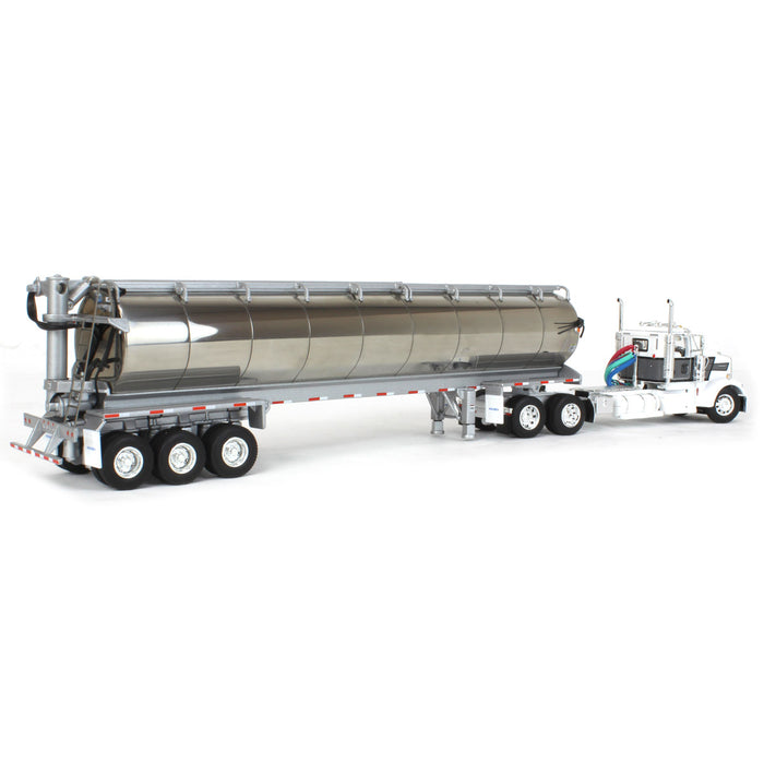 1/64 White & Gray Kenworth W900L Day Cab with Walinga Bulk Feed Tank Trailer, DCP by First Gear