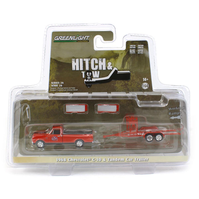 1/64 Greenlight Chevrolet Vehicle Set with Tandem Car Trailer