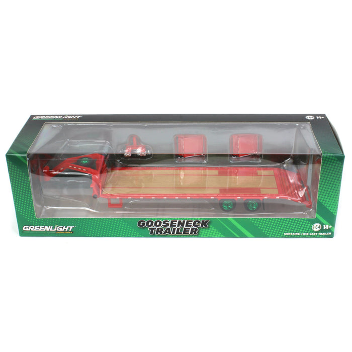 Green Machine ~ 1/64 Gooseneck Trailer, Red with Red & White Conspicuity Stripes, Hobby Exclusive
