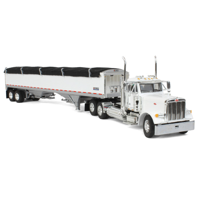1/64 White Peterbilt 379 Day Cab with White Wilson Pacesetter Grain Trailer, DCP by First Gear