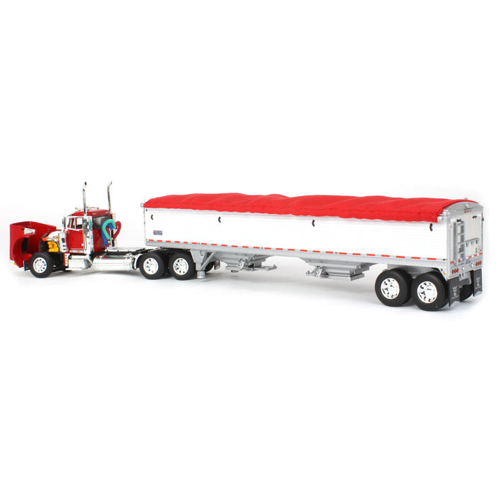 1/64 Red Peterbilt 379 Day Cab with White Wilson Pacesetter Grain Trailer, DCP by First Gear