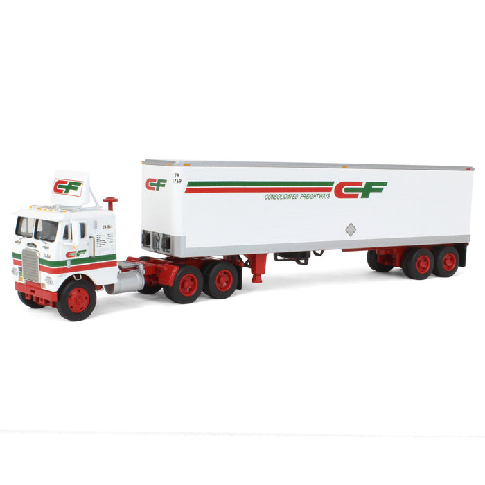 1/64 White Freightliner COE w/ 40' Trailer, Fallen Flag #49: Consolidated Freightways, DCP by First Gear