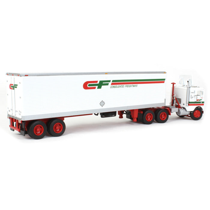 1/64 White Freightliner COE w/ 40' Trailer, Fallen Flag #49: Consolidated Freightways, DCP by First Gear