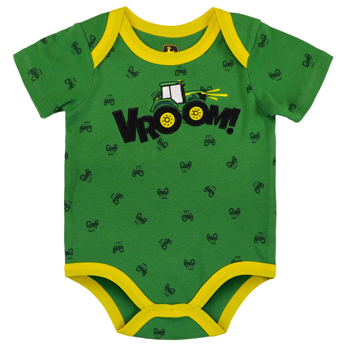 Infant John Deere Green & Yellow Vroom! Short Sleeve Onesy
