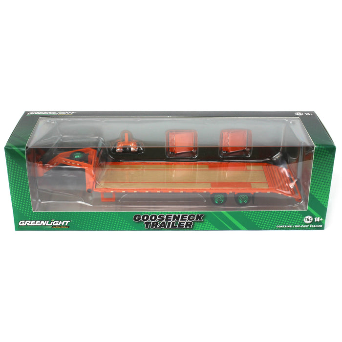 Green Machine ~ 1/64 Gooseneck Trailer, Orange with Red & White Conspicuity Stripes, Hobby Exclusive