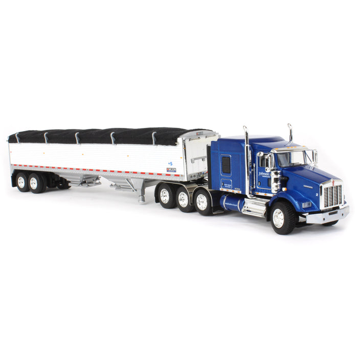 1/64 Kenworth T880 with Wilson Pacesetter Grain Trailer, Johnson Harvesting, DCP by First Gear