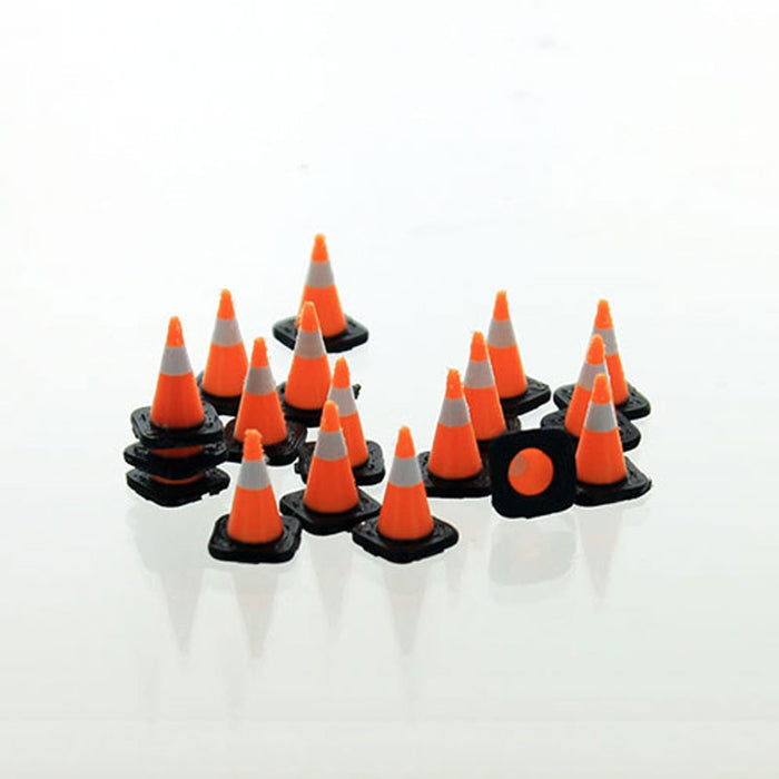 1/50 Orange Traffic Cones with Black Bases, 18 Pack, 3D Printed